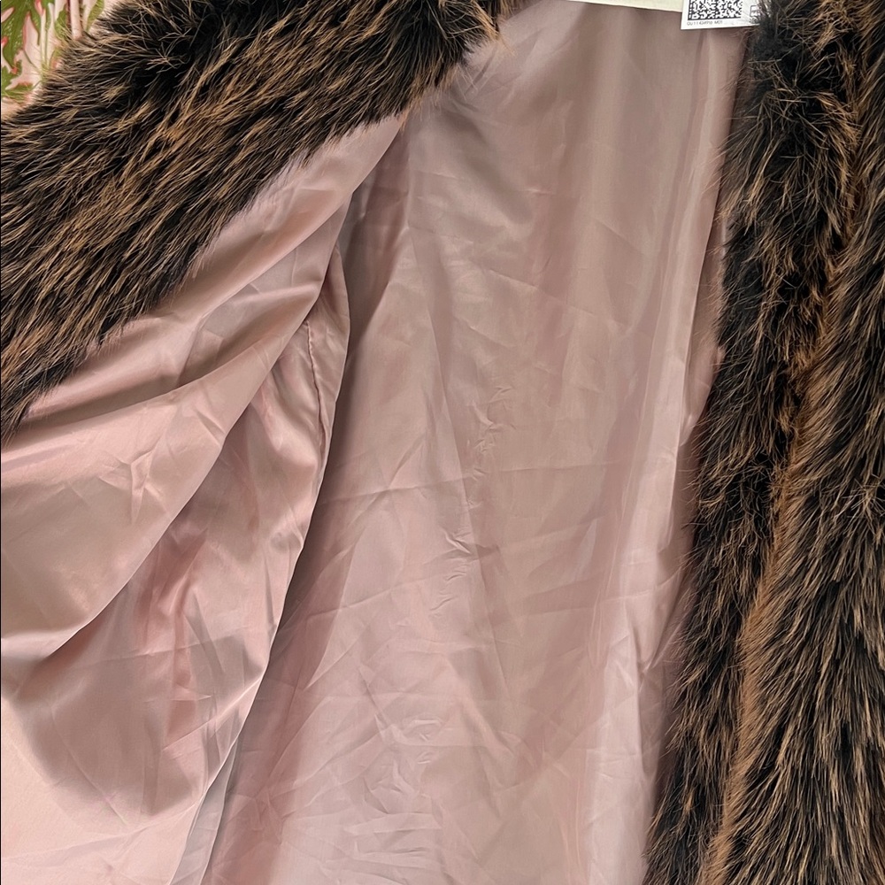 H&M Divided fluffy faux fur brown coat jacket M - Picture 8 of 10